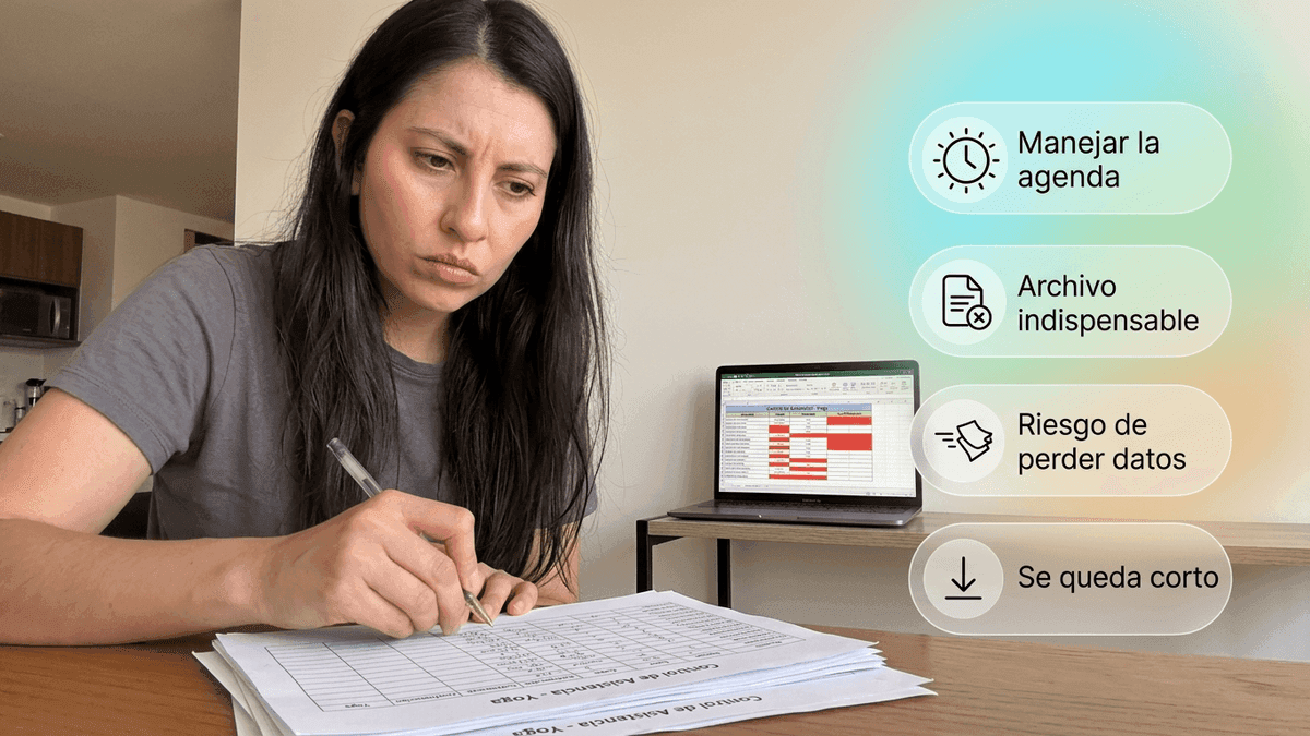Control de asistencia en Excel para alumnos de yoga